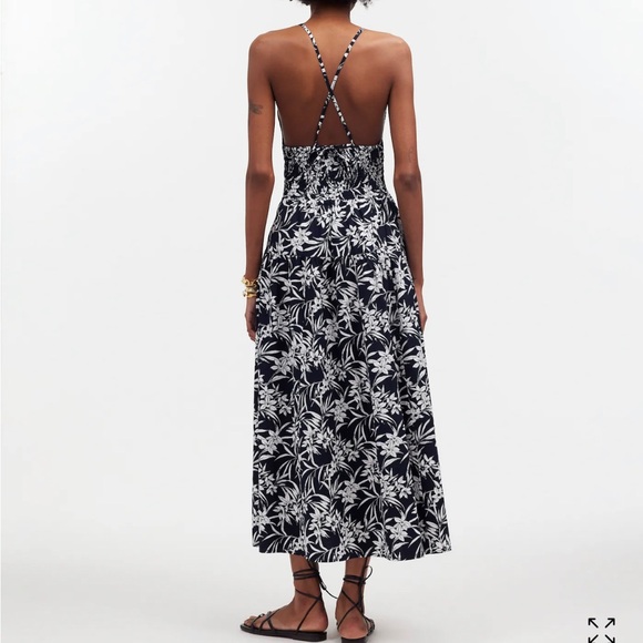 NWT Madewell Smocked Halter Midi Dress in Poplin - deep indigo - size 6 - Picture 4 of 12